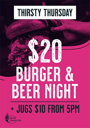 Thirsty Thursday $20 Burger & Beer Night