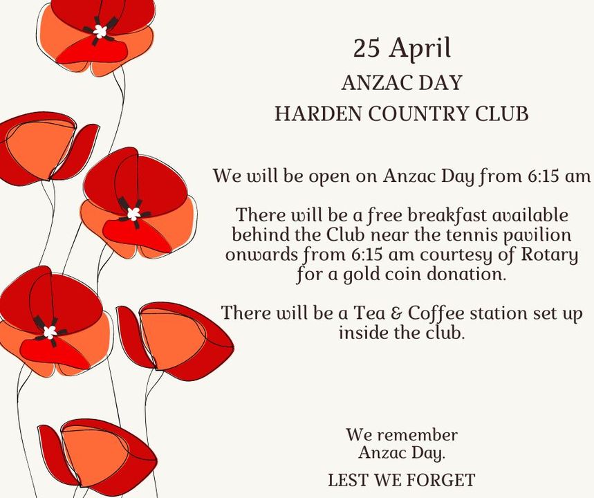 Featured image for “Come down this Thursday 25th April and join us for ANZAC Day.”