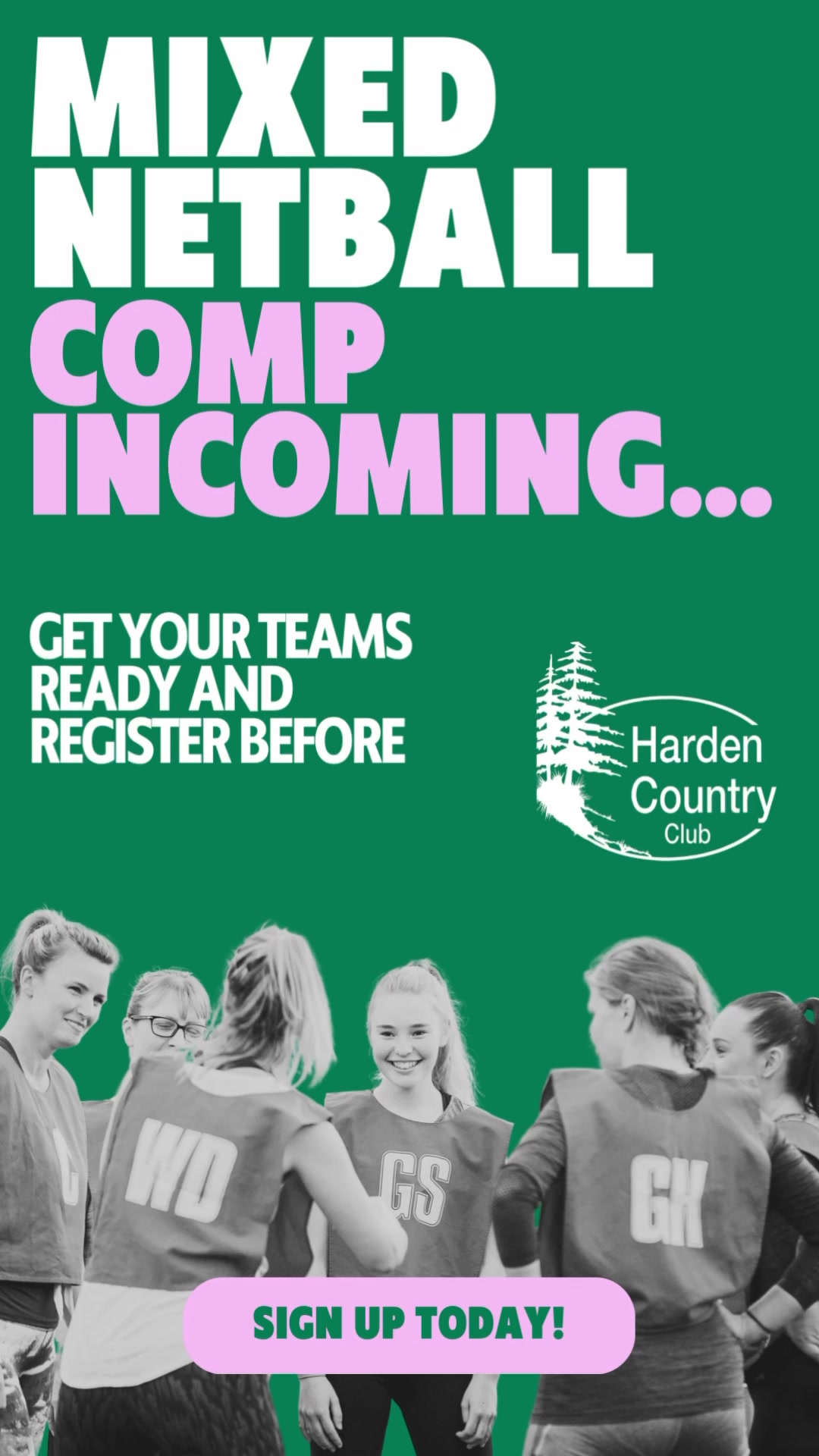 Featured image for “Mixed Netball Competition: Register Now at Harden Country Club”
