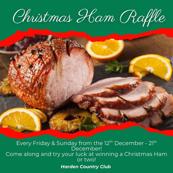Featured image for “Christmas Ham Raffles: Win Festive Goodies at Harden Country Club”