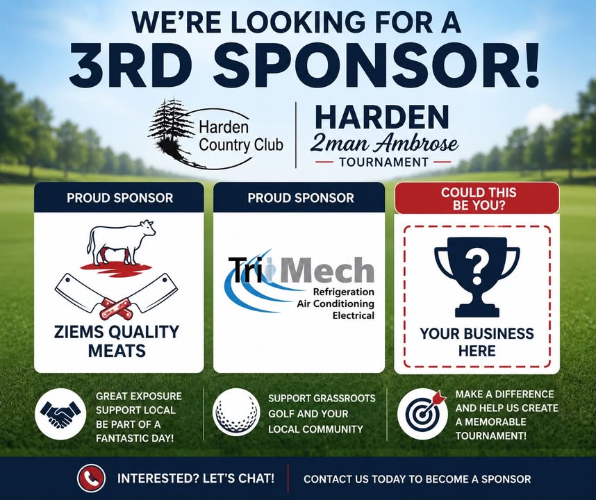 Featured image for “Sponsor the Harden 2man Ambrose Tournament at Harden Country Club (Golf News)”