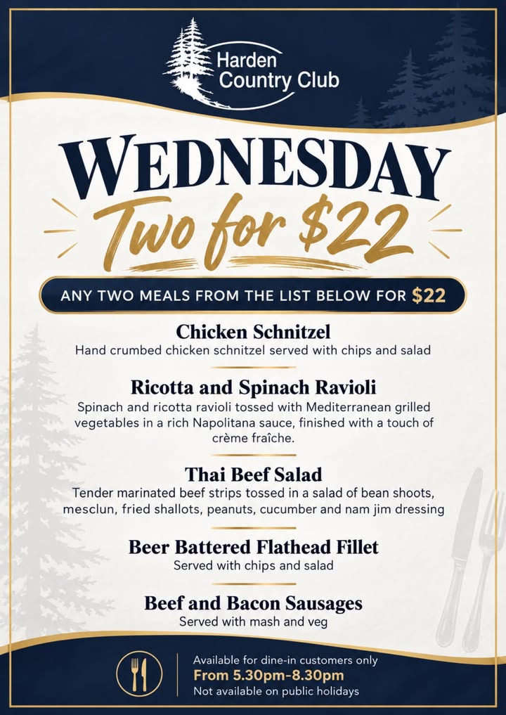 Featured image for “Wednesday Two for $22 Dinner Special at Harden Country Club”